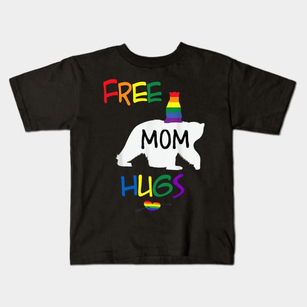 Free Mom Hugs Kids T-Shirt by lostbearstudios